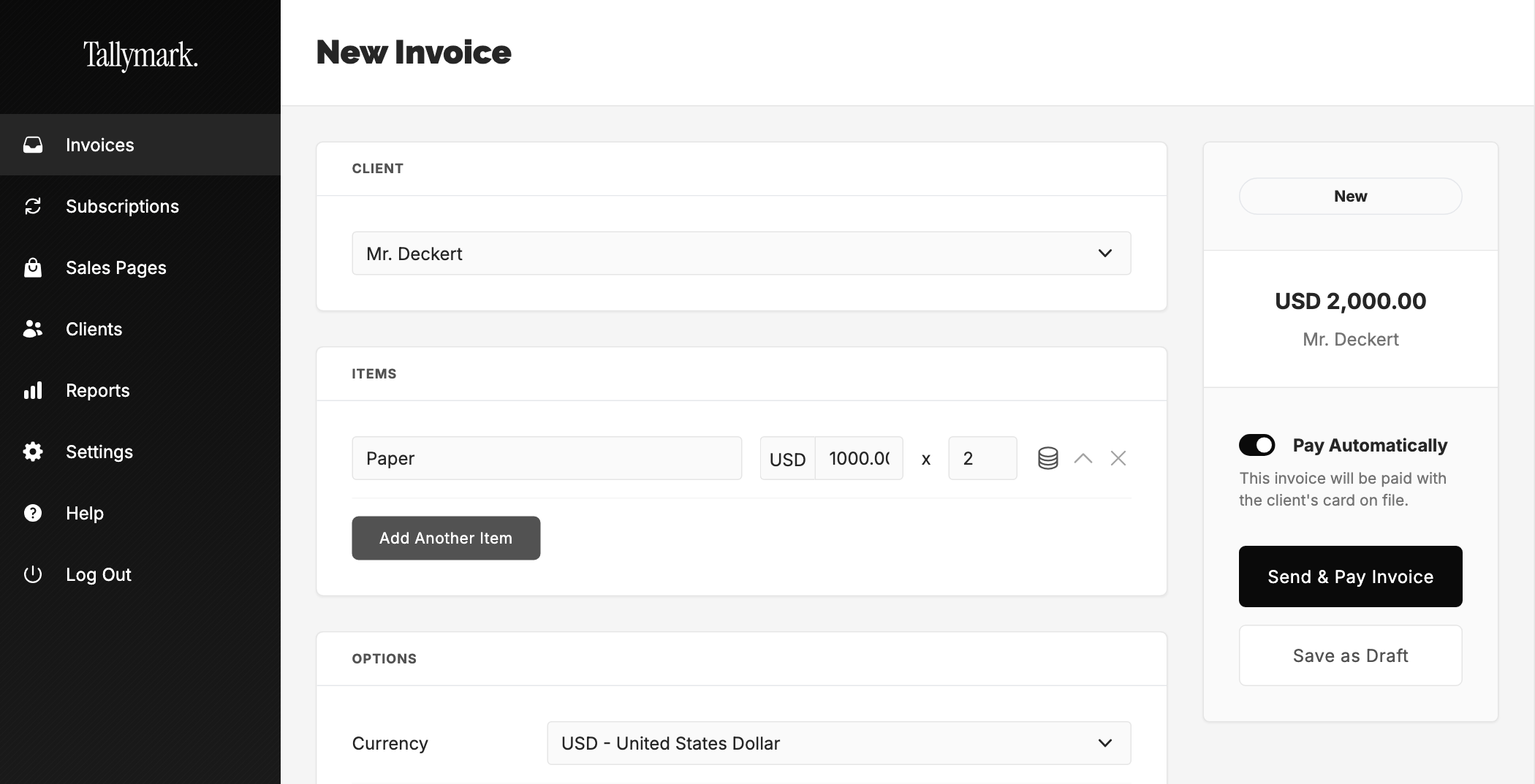 Create an invoice