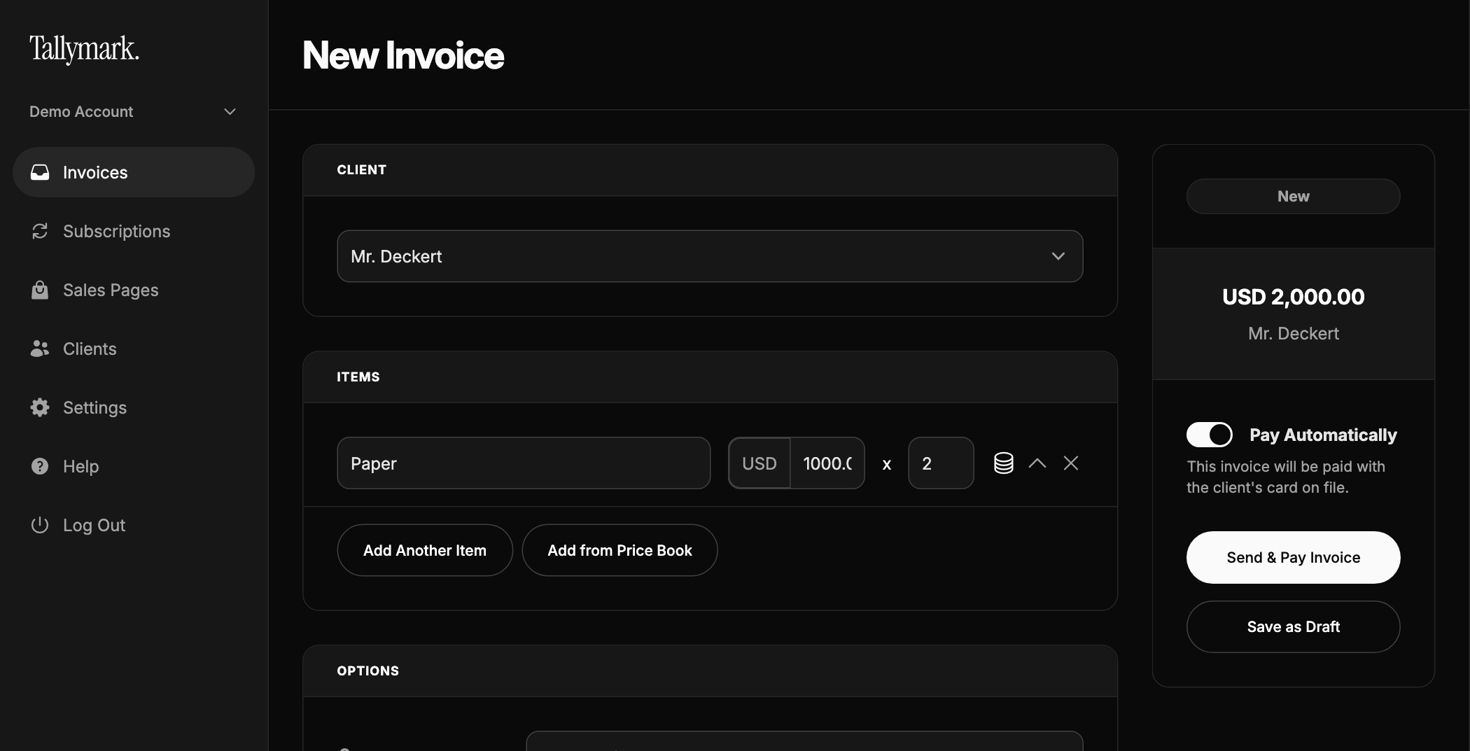 Create an invoice