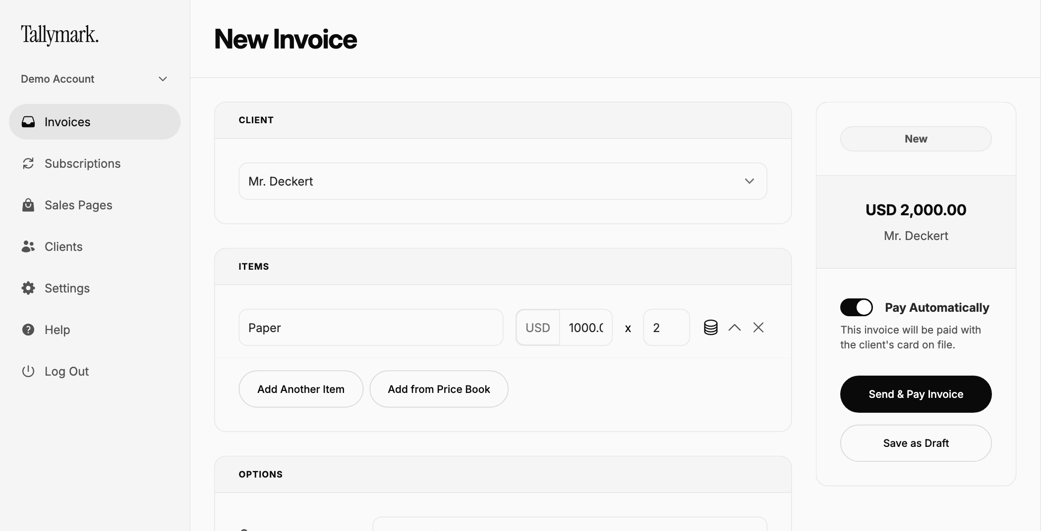 Create an invoice