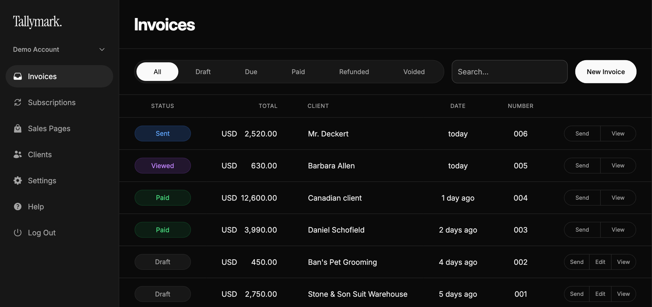 Invoice index