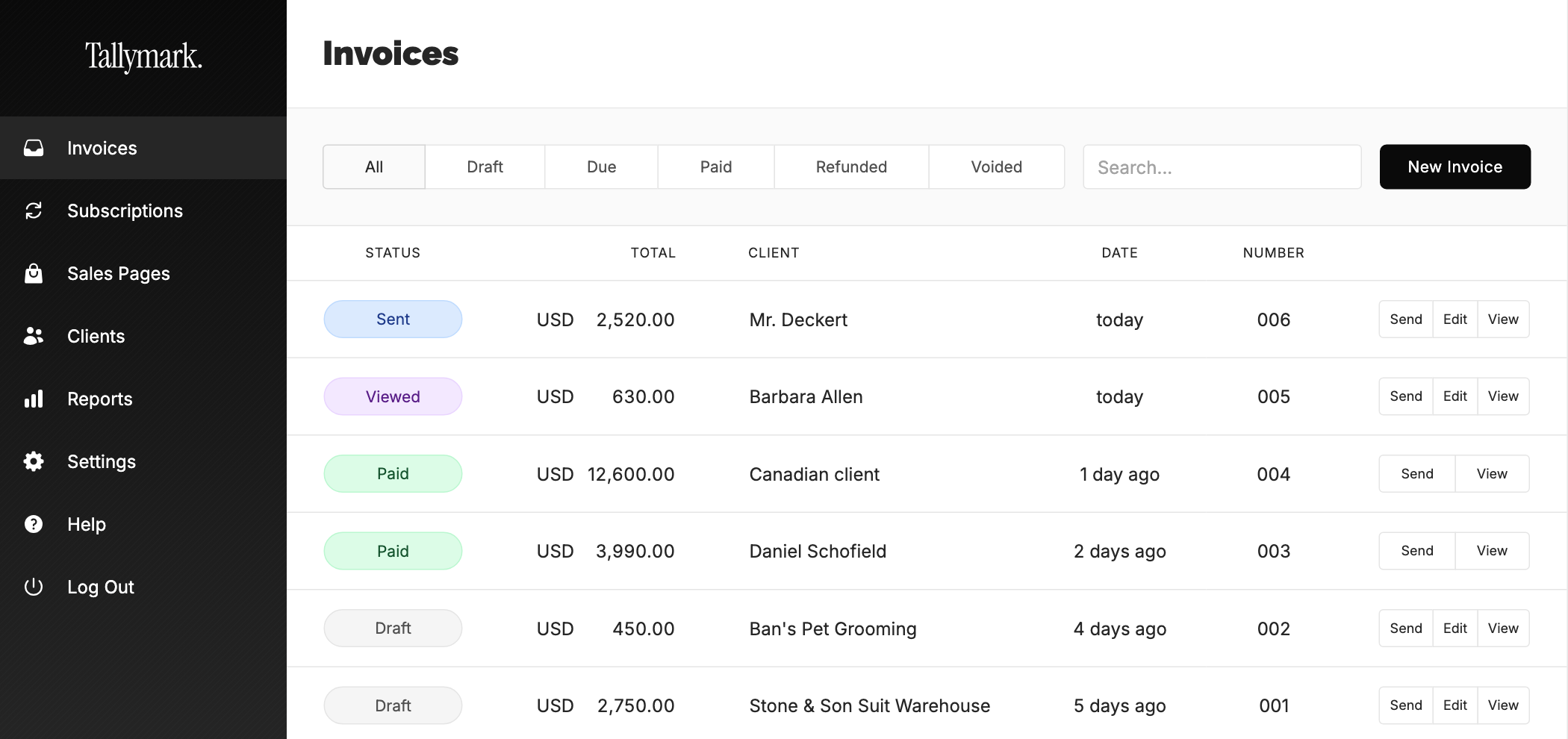 Invoice index