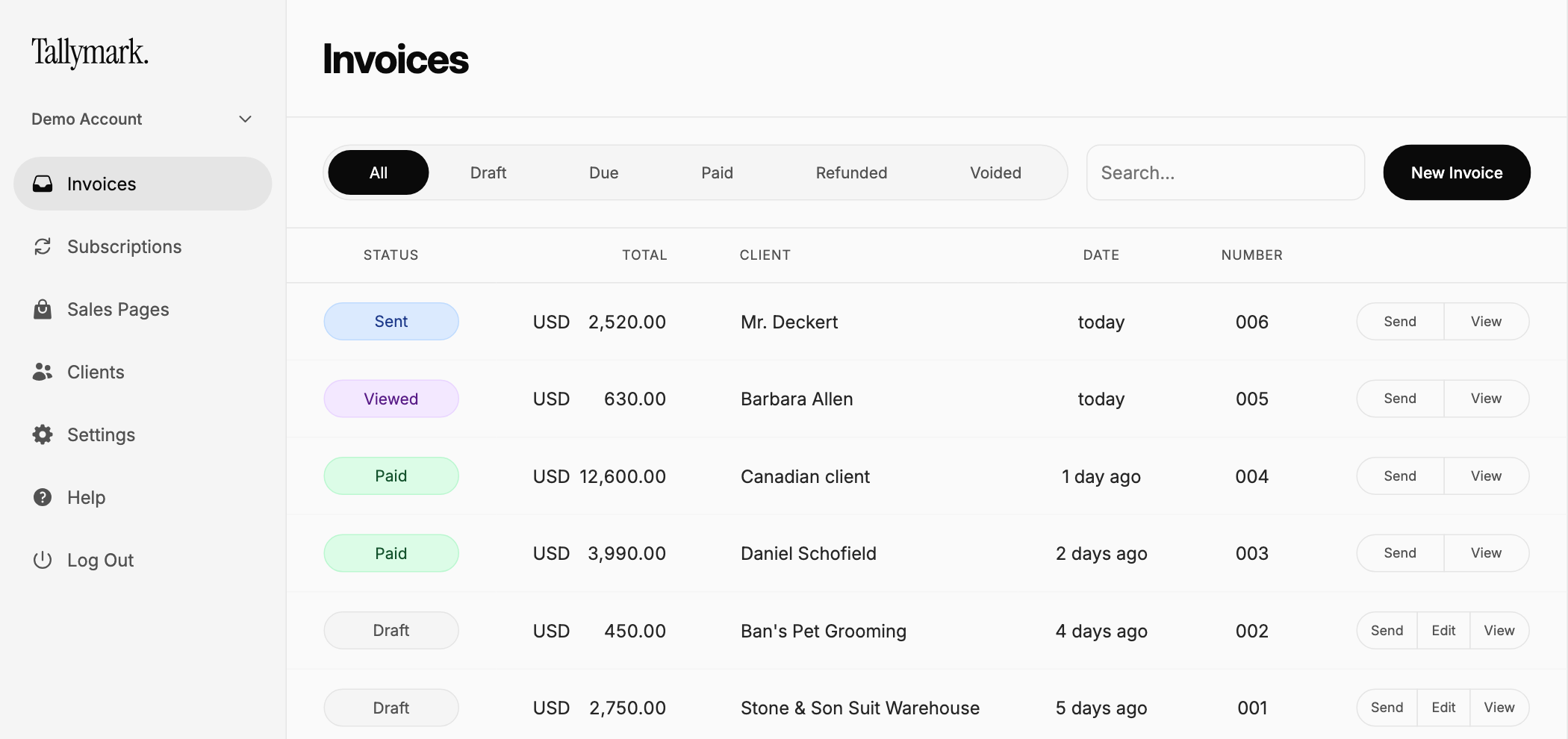 Invoice index